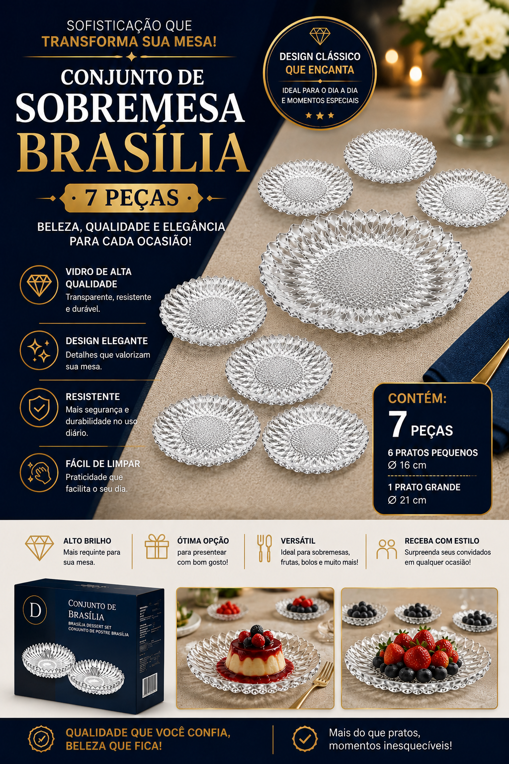 Conjunto de Sobremesa Brasília – 7 Peças